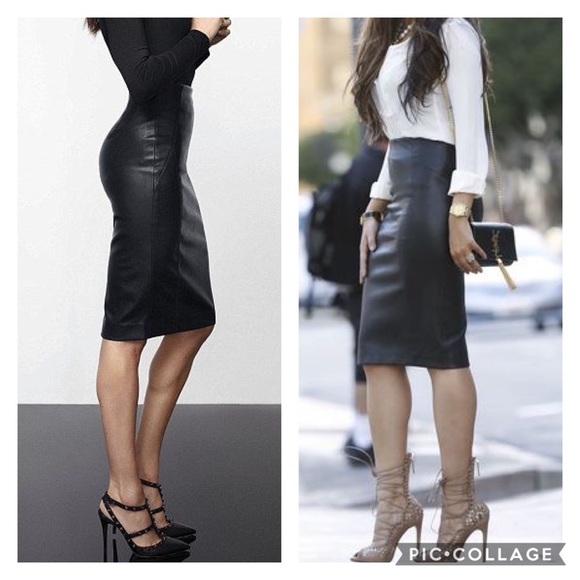 The Ivory Elephant Dresses & Skirts - LAST 1🌟Black Faux Leather Midi Skirt